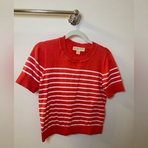 MICHAEL Michael Kors Coral and White Striped Top